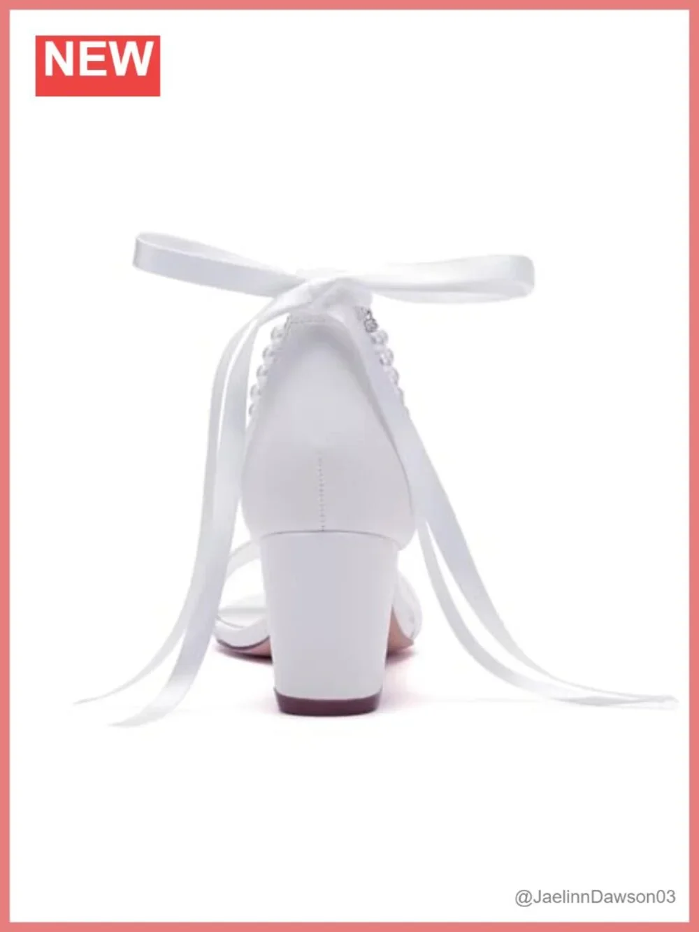 Pearl Wedding Shoes Open Toe Block Heel Sandals Bridal Chunky Heel